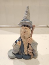 Vintage Figural Blue Swirled Wizard W/ Crystal Ball - Hand Crafted Artist Signed picture