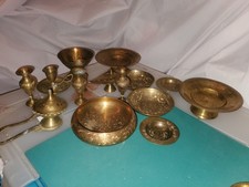 Vintage Leaf‑Etched Brass Decor Collection –Vases, Bowls, Plates, Candle Holders picture