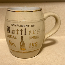 Bottlers Local Union No. 183 Ceramic Beer Mug w/ Crest Breweriana picture