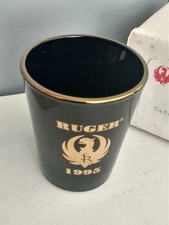 Sturm Ruger 10 Year Club Limited Edition Shot Glass 1995 Black / Gold Rim In Box picture