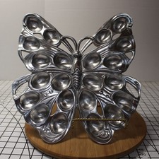 Arthur Court Butterfly Deviled Egg Holder Platter Aluminum 2007 w/ Original Box picture