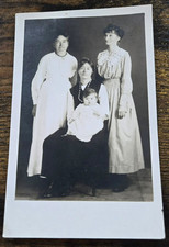 1922 RPPC Family Portrait Mother Sisters & Baby Studio Photo Postcard picture