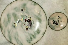 2 Mid Century Enamel Copper Art Ashtray & Bowl Abstract Splatter Celestia 1950's picture