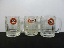 (3) Vintage A & W Heavy Glass Mugs 4.5