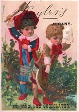 BOYS SPANKING On HUYLER'S CHOCOLATES Of ALBANY, NY 1882 Victorian Trade Card picture