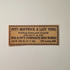 Wm R Pitt Composite Iron Works Pitt-Bostwick & Lazy Tong NYC 1929 Ad 4AF2-S24 picture
