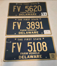 Rare  Lot of 3 Vintage Delaware Farm Vehicle License Plate  DE Farmer tag picture
