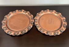 Vintage 2 Gregorian Copper Serving Plate Wall Hanging Made in USA Hand Hammered picture