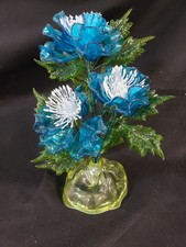 Vintage blue and green molded Lucite acrylic flower centerpiece sculpture 1960s picture