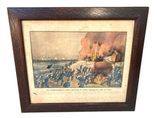 Antique Currier and Ives Print Fort Fisher Civil War Print 186? picture