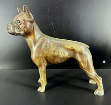 Extremely RARE Antique Hubley Cast Iron Boxer Dog Door Stop Original Paint C1930 picture