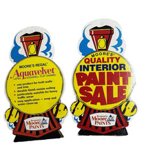 Vintage Benjamin Moore Paints Cardboard Store Sign Signage Train Lot Pair 1970s picture