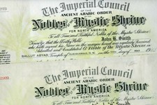 2 Older Nobles Mystic Shrine Certificates-Albuquerque New Mexico  - SMITH Family picture
