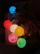 Lot 6 Vintage GE Snowball Frosted Lighted Ice Christmas Light Bulbs Tested picture