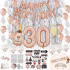 PartyHooman 30th Birthday Decorations for Women With 30th Birthday Sash and R... picture
