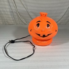 RARE Vintage Bayshore Industries Halloween Light Up Happy Pumpkin Blow Mold 8.5