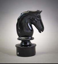 Rare Authentic Antique Cast Horse Heads Hitching Post Topper, 8” Tall,4” Round picture