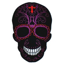LARGE Sugar Skull Mexican Day of Dead Cross Jacket Vest Biker Back Patch Rider picture
