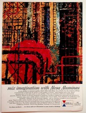 Vintage 1950s Alcoa Aluminas Abstract Art Print Ad Pittsburgh PA picture