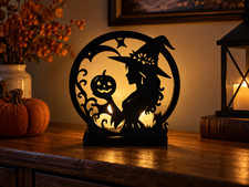 Halloween Witch Pumpkin Bat Tea Light Holder picture