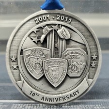 9/11 10th Anniversary Tribute Pewter Medallion NYPD FDNY PAPD WTC 2001–2011 picture