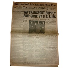 Vintage Dec 29 1941 Cleveland News Newspaper WWII Pearl Harbor Era Submarine picture