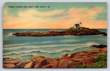 Postcard York Beach, Maine Nubble Island and Light picture