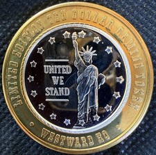 ⭐️WESTWARD HO 9/11 UNITED WE STAND CASINO Limited Edition 999% .6 Oz Pure Silver picture