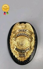 Vintage Obsolete Kenosha WI Fire Department Chief Badge V.H. Blackinton Don Hume picture