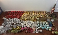 Bulk Lot of Christmas Decor Stockings Ornaments Ribbon and More picture