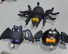 Hallmark Halloween Three Wind Up Lapel Pins Bats & BIG Spider picture