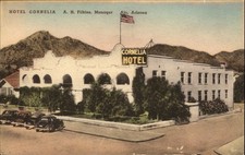 Hotel Cornelia ~ Ajo Arizona AZ ~ 1940s? hand colored Albertype postcard picture