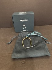 WATERFORD CHRISTMAS METAL WISHBONE GOLDEN ORNAMENT NEW IN BOX 3” picture