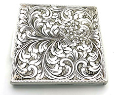 Vintage Italian 800 Silver Engraved Compact | 85 grams picture