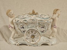 Vintage Royal Sealy Porcelain Chariot Carriage Cart Trinket Candy Covered Dish picture