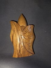 Vintage Monkey Pod Hawaiian Carved Wood Perfume Holder. Missing perfume vial. picture