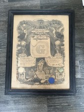 Antique 1918 Masonic Register Freemason F&AM Framed Certificate picture