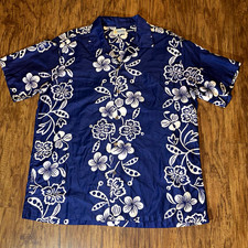 Vintage 60s 70s Andrade Waikiki Hawaiian Shirt Loop Collar Metal Buttons L picture