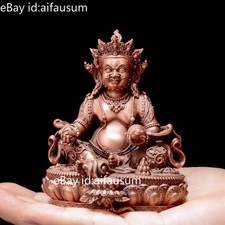 Red Copper Yellow Dzambhala Jambhala Statue 10cm Hand-Carve Tibetan Wealth Deity picture