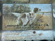Antique Advertising Tip Tray English Setter Dog W/Hunter & Water Fowl 3.5” x 5” picture