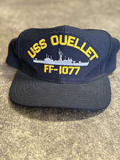 Vintage USS Ouellet FF-1077 Navy Frigate Hat Cap 10 Made in USA Snapback picture