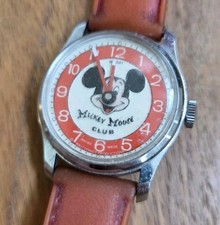 VTG 1970s Disney Mickey Mouse Club Swiss Watch Red Band Wind Up, Not Working picture