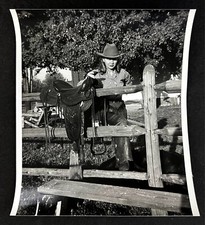 1949 Cowgirl Model Western Mid-West Woman Rancher Saddle Fence Vintage Photo picture