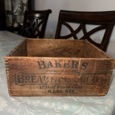 Walter Baker & Co. Dorchester Mass. Antique Wood Chocolate Box c1900 10.7”x9.5” picture