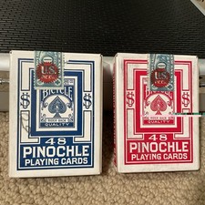 2 Vintage NOS Tax Stamp Sealed Decks Bicycle Pinochle 48 Playing Cards **NICE** picture