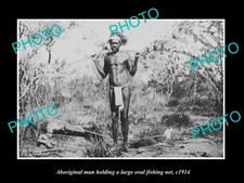 Aboriginal Man With A Fishing Net c1914 Old Large Historic Photo picture