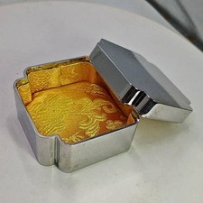 RARE JEWELRY TRINKET SHANGHAI TANG ORNATE BOX VINTAGE VELVET LINED SILVER PLATED picture