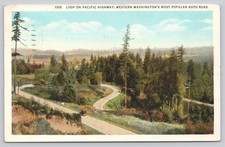 Pacific Highway Loop Washington State Vintage Linen Postcard 1941 Auto Road picture