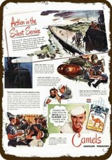 1945 CAMEL CIGARETTES Vintage Look DECORATIVE METAL SIGN  US NAVY SUBMARINE TORP picture
