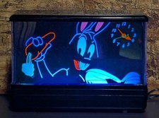 VTG 80s Nuon Klocks Bugs Bunny Blacklight Clock w/ Original Box Working w/ FLAW picture